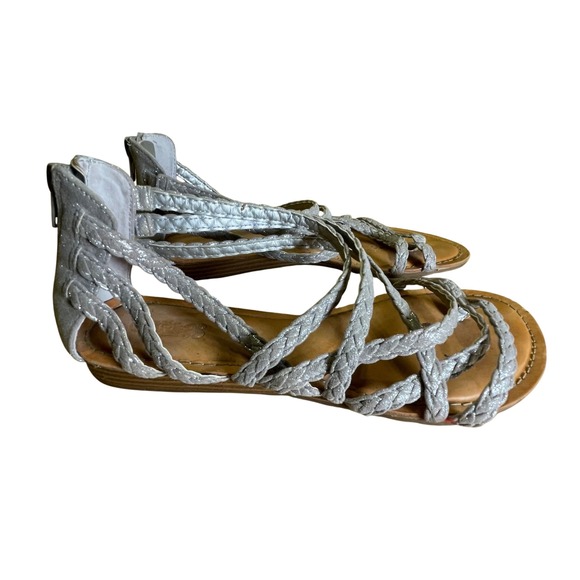 Carlos by Carlos Santana Womens Sandals Size 8‎ Gladiator Strappy Zip Back Shiny - Picture 3 of 6